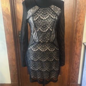 Express Black Bodycon Mini Dress with Long Sleeves for Cocktail